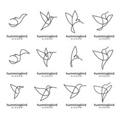 the hummingbird logo is shown in many different styles and sizes, including one for each bird