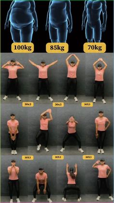 a series of photos showing how to do squats in different positions, with the same amount