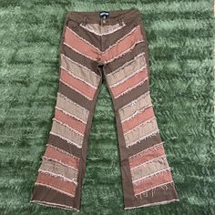 Dollskill X Current Mood Ride The Wind Patchwork Jeans Women’s Size Xl -Patchwork Stripped Pattern -Raw Edges -Solid Color Back -Mid Rise Waistline -Bootcut Fit -Belt Loops -Pockets In Front And Back -Zip And Button Closure -Machine Washable -92% Cotton 2% Spandex Never Worn, No Longer Available On Original Website. Paid $65 Originally. #Bohopants #Hippiepants #Cottagecorepants #Westernpants #Fringepants #Patchworkpants #Y2kpants Cottagecore Pants, Stripped Pattern, Fringe Pants, Strip Pattern, Festival Pants, Y2k Pants, Hippie Pants, Boho Pants, Patchwork Jeans