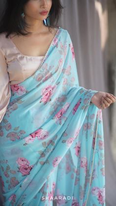 Pearl Border, Floral Saree, Border Saree