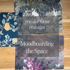 three different types of wallpapers with the words, moodboarding the space on them