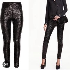 H&M Size X-Small Black Sequin Leggings Never Been Worn Nwot. Has A Minor Flaw Which Can Hardly Be Seen When Wearing See Photos. Black Sequin Leggings, Sequin Leggings, A Minor, M Pants, Walker Boots, Pajama Shirt, Fit N Flare Dress, Black Sequins, Boot Sandals