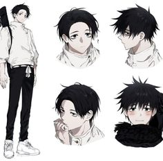 an anime character with black hair and white shirt