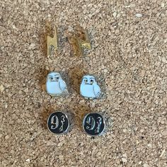 Harry Potter 3 Piece Set Great Condition And Never Worn Comes With: Lightning Bolts Hedwig The Owl 9 3/4 Platform Harry Potter 3, Harry Potter Earrings, Lightning Bolts, Earrings Stud, Stud Earrings Set, Lightning Bolt, Warner Bros, Earrings Set, Shopping List