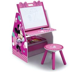 minnie mouse desk with stool and drawing board