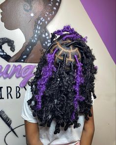 Long Butterfly Locs With Color Purple, Butterfly Locs Purple And Black, Purple Soft Locs, Hair Claims, Slayed Edges, Butterfly Locks, School Braids, Feed Ins