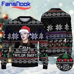 Relive the Eras with This All I Want for Christmas is Taylor Swift Ugly Christmas Sweater! Unleash Your Inner Swiftie with the Ultimate Holiday Fashion Statement Are you a fan of Taylor Swift? Do you want to show your love for her music during the holiday season? Look no further than the All I Want [...] Nightmare Before Christmas Doctor, Pokemon Movies, Stitch Toy, Iconic Album Covers, Love For Her, Taylor Swift The Eras Tour, Holiday Attire, All I Want For Christmas, Mickey Mouse And Friends