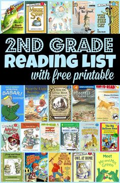 the 2nd grade reading list with free printables for children to use on their books