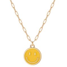 PRICES MAY VARY. Smile Pendant Necklace: Cute round smile face chain necklace, stylish and simple gold paperclip chain with colorful smile face charm pendant, add infinity personal charm for you. A very fashion and trendy necklace. Material: Round pendant necklace made of alloy, light weight and comfortable for wearing. It’s skin friendly for your daily wear. Size: 17.7 in gold paperclip chain + 2 in extended chain, adjustable, fits most of women and girls. Perfect to wear on its own for a minimalist look, or layer it up with some chains. Ideal Gift for Women Girls: Unique and elegant necklace is a perfect gift for mom, wife, girlfriend, friends, family, lovers, and suitable for any occasion such as mother's day, birthday gift, christmas gift, anniversary gift, graduations gift, etc. The s Three Chain Necklace, Necklace Preppy, Face Chain, Paperclip Necklace, Preppy Jewelry, Girls Unique, Trendy Necklace, Necklace Cute, Round Pendant Necklace