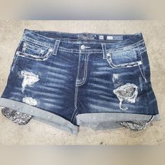 Cute With Blink Sequin Peek A Boo Pockets Bling Shorts, Miss Me Shorts, Peek A Boo, Miss Me, Sequin, Color Blue, Womens Shorts, Women Shopping, Blue