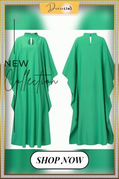 Spring Autumn Women Batwing Long Sleeve Baggy Dress Hollow Out Party Loose Casual Long Dress Vestidos Oversized Long Dress For Party, Oversized Long Dresses For Party, Oversized Long Party Dresses, Long Oversized Dresses For Parties, Summer Party Dress With Batwing Sleeves, Green Cape Dress For Party, Oversized Maxi Party Dress, Casual Long Dress, Baggy Dresses