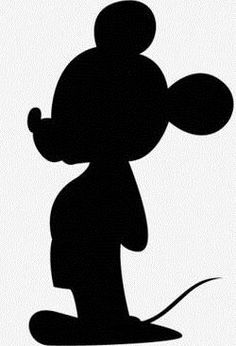 the silhouette of mickey mouse on a white background