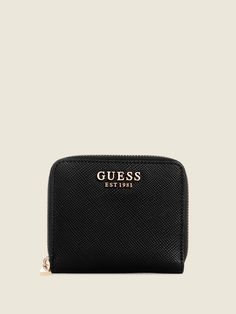 This petite soft faux-leather wallet features front logo hardware and a zip-around closure. Guess Wallet, Breast Health, Material Girls, Accessories Store, Lifestyle Brand, Clutch Wallet, Clutch Handbag, Lifestyle Brands, Wallets For Women