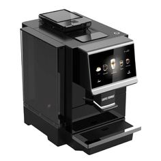 an espresso machine is shown with the display on it's front and side