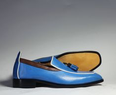 #men #leather #blue #shoes #tussles #tassels #loafers #mocasins #oxfords #handmade #leatherloafers #tussleloafers #tasselmoccasins #handmadeshoes #blueshoes #handstitched #designershoesforless #shoesaddict #fashionshoes #oxfordshoes #mensfashion Handmade Men's Blue Leather Tassel Loafer Shoes, Men Designer Fashion Dress Shoe on Storenvy Tassel Loafers Men, Mens Leather Loafers, Slipon Shoes, Custom Design Shoes, Handmade Leather Shoes, Leather Dress Shoes, Leather Boot Shoes, Tassel Loafers, Leather Shoes Men