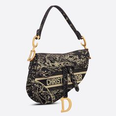 Black Top Handle Shoulder Bag With Embroidered Logo, Black Shoulder Bag With Top Handle And Embroidered Logo, Designer Embroidered Shoulder Bag For Travel, Designer Black Saddle Bag With Removable Pouch, Luxury Gold Saddle Shoulder Bag, Designer Gold Bag With Adjustable Strap, Luxury Gold Saddle Bag With Detachable Strap, Luxury Embroidered Top Handle Shoulder Bag, Traditional Gold Shoulder Bag For Travel