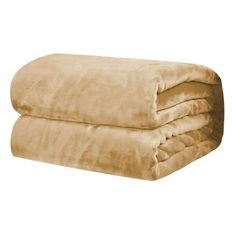 two blankets folded on top of each other, one is brown and the other is tan