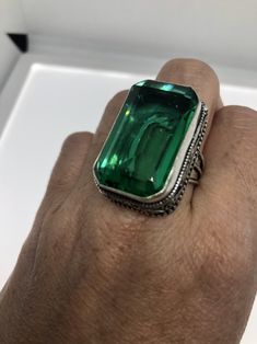 Large brilliant aqua antique glass Ornate German Silver Vintage ring, does not tarnish Size 8.25 My jeweler will re size for a $10-$20 fee All rings are shipped in a nice gift box. Check out our over a THOUSAND great reviews Engraving is $4 per letter and is not always perfect depending on the piece. It can take a few days if the jeweler is busy. This is payable to Paypal Judithsltd@gmail.com Knuckle Rings, Vintage Art Glass, German Silver, Glass Rings, Antique Glass, Vintage Rings, Vintage Art, Statement Rings, Glass Art