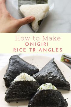 Triangle rice balls wrapped with seaweed. Rice Triangles, Seaweed Snacks Recipes, Rice And Seaweed, Japanese Onigiri, Koreansk Mad, Nori Sheets, Onigiri Recipe, Seaweed Wrap, Onigiri Rice