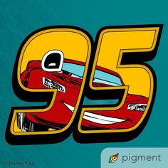 an image of the number 55 in front of a red car with yellow letters on it