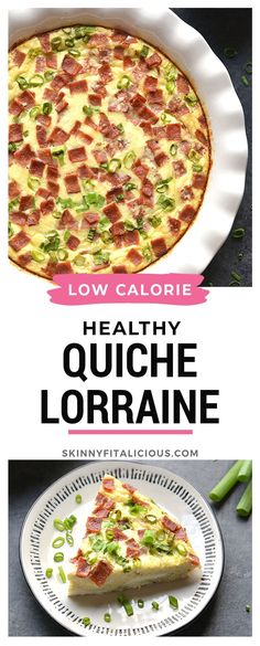 low calorie healthy quiche loranne recipe with bacon and green onions