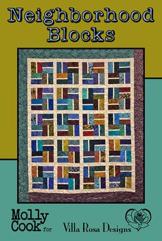 the book cover for neighborhood blocks, featuring an image of a patchwork quilt in blue and