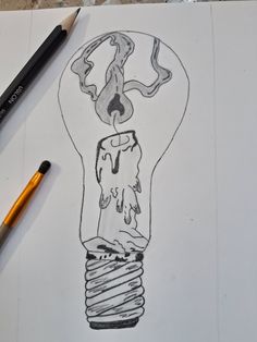 Sketch of candle 🕯 in a bulb candle sketch bulb sketch Bulb Sketch, Candle Sketch, Pencil Drawings, Sketch, Pencil, Art