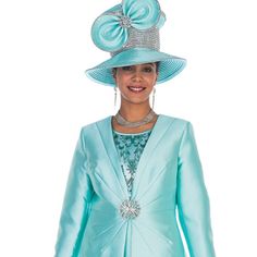 2pc Ladies Silk Designer Classicsuit With Floral Pattern On Skirt And Rhinestone Clasp Matching Hat Is Available At The Time Of Listing 9/13/2022 Ladies, Please Visit Our Official Website For Discount Pricing And Free Shipping (Ozellalavishstyle.Com) Thanks For Shopping My Closet! Suits With Hats, Champagne Dresses, Church Suits And Hats, Suit Collection, Church Suits, Designer Suit, Elegant Hats, Matching Hat, Next Clothes