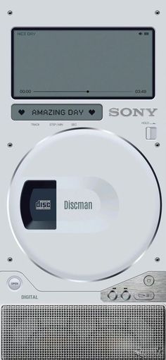 an electronic device with the words diseman on it's screen and buttons