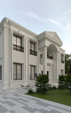 Classic Building Facade, Building Design Plan, House Outer Design, House Balcony Design, Architecture Elevation, Contemporary House Exterior, House Design Exterior