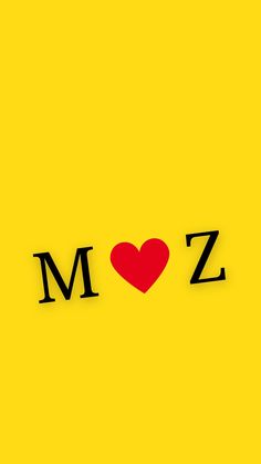 the word i love moz written in black letters on a yellow background with a red heart