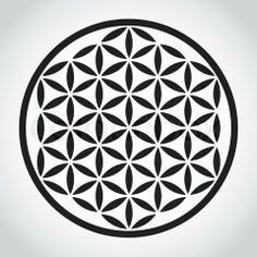 the flower of life symbol is shown in black on a white background, it appears to be an illustration