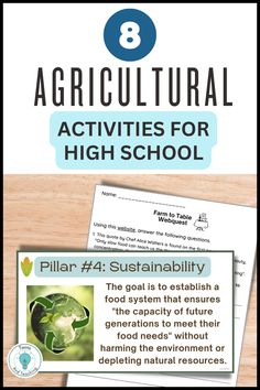 an advertisement for the agricultural activities for high school with text overlay