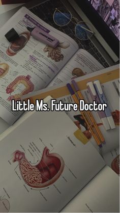 an open book with the title little ms future doctor