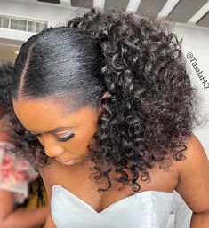 Black Woman Bridal Hair, Wedding Hairstyles Black Women, Natural Hair Ponytail, Wedding Ponytail, Cute Wedding Hairstyles