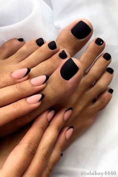 Black Toe Nails, Toe Nail Designs, Minimalist Nails, Manicure Y Pedicure, Square Nails, Black Nails, Wedding Nails