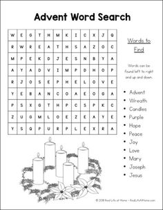 a christmas word search with three candles