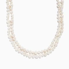 Cultured Freshwater Pearl Double Wrap Necklace Classic Pearl White Double Strand Necklace, Wrap Necklace, Wrap Necklaces, Effy Jewelry, Fresh Water, Freshwater Pearls, Pendant Necklace