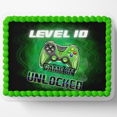 VIDEO GAME PARTY CAKE TOPPER LEVEL UP 📦📬📦 PLEASE NOTE: We offer 3 shipping options at checkout through USPS. Standard First Class 1-5 day NON INSURED, Priority 1-3 Day with INSURANCE and EXPRESS 1-2 with INSURANCE. If you would like to protect your package en-route please upgrade to Priority mail. First Packages are not insured and will not be reimbursed or resent for damage.📦📬📦Available sizes: 10'' x 8'' Rectangle (1/4 sheet cake)11.75’’ x 16.25’’ Rectangle (1/2 sheet cake) How to apply video: https://youtu.be/jPhaxTPnJXkA FEW QUICK NOTES:Processing time: 1-3 BUSINESS Days. Please allow adequate processing time AND the shipping time you select. •Leave Name/Message at checkout. •If your cake has a place for a picture, send it to jennifer@ediblesugarart.com within 1-2 hours of purchas Video Game Party Cake, Video Game Cake, Gamer Cake, Christening Cupcakes, Game Cake, Video Game Cakes, Video Game Birthday, Christmas Cupcake Toppers, Video Games Birthday Party