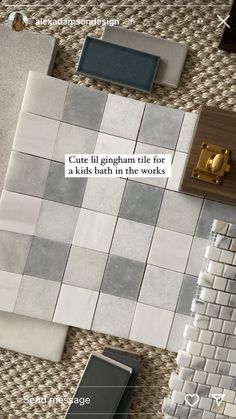 an overhead view of a tile floor with the words cuts tiling rules for a kid's bath in the works