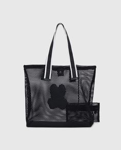 The mesh tote is sheer with twin logo-webbing straps and a Bunny applique at the face. It comes with a detachable zip pouch at interior.100% PolyesterMade in China Daily Use Mesh Shoulder Bag, Rectangular Nylon Bag With Mesh Lining, Trendy Rectangular Mesh Bag, Trendy Rectangular Mesh Bags, Black Mesh Shoulder Bag For Travel, Daily Use Mesh Shoulder Bag With Mesh Lining, Functional Mesh Bags For Daily Use, Mesh Tote Shoulder Bag With Mesh Lining, Shopping Tote Shoulder Bag With Mesh Lining