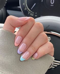 30 Cute Spring Wedding Nails: The Perfect Touch for Your Day Pastel Tips Nails, Cabo Nails, Pastel French Tips, Ongles Gel French, Fab Nails, Girly Acrylic, Ongles Nails, Spring Nail Designs, Cute Spring Nails