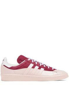 bordeaux red/light pink suede/leather colour-block panelled design signature 3-Stripes logo signature trefoil logo detail contrasting branded heel counter front lace-up fastening round toe branded insole flat rubber sole Adidas Sporty Sneakers With Contrast Sole, Adidas Pink Sneakers With Three Stripes, Pink Adidas Sneakers With Three Stripes, Pink Low-top Sneakers With Three Stripes Branding, Pink Low-top Sneakers With Three Stripes, Sporty Pink Sneakers With Three Stripes Branding, Adidas Suede, Red Adidas, Sneakers Grey