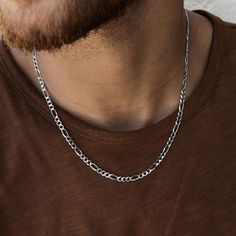 Hypoallergenic Silver Jewelry, Silver Figaro Chain Jewelry In Stainless Steel, Modern Silver Jewelry With Figaro Chain, Women Gold Pendant, Solid Gold Bracelet, Figaro Chains, Solid Gold Chains, Solid Gold Earrings, Silver Chain Bracelet