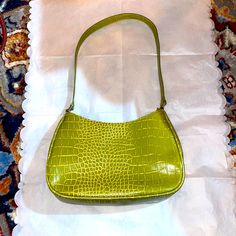 Like New Liz Claiborne Handbag With Multiple Interior Compartments And Zippers. Two Outer Pockets With Several Compartments In Central Pocket Divider. No Scuffs Or Marks. Virtually Brand New. Alligator/Snakeskin Textured Material Green Tote Baguette Bag For Shopping, Green Baguette Shoulder Bag For Shopping, Green Shoulder Baguette Bag For Shopping, Chic Green Baguette Bag For Errands, Trendy Green Hobo Bag, Green Handheld Baguette Bag For Shopping, Trendy Green Baguette Bag For Errands, Green Hobo Bag For Spring Errands, Green Baguette Bag For Errands