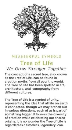 the tree of life poem is shown in black and white, with green lettering on it