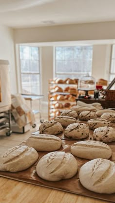 freshly baked cookies and pastries on a baking sheet in front of a bakery window