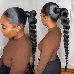 Braided Ponytail Black Hair, Natural Hair Ponytail, Twist Ponytail, Nice Hair, Twist Braid Hairstyles