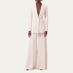 Carolina Herrera solid pants Full length High rise Wide legs Virgin wool Made in Italy Full Length Wool Pants For Spring, Wool Full Length Pants For Spring, Formal Fall Pantsuit, Fall Formal Pantsuit, Elegant Full-length Fall Suits, Luxury Wide Leg Full-length Pants, Luxury Full-length Wool Dress Pants, Luxury White Wide-leg Dress Pants, Luxury White High-waisted Wide Leg Pants