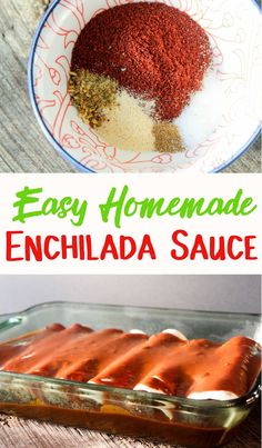 easy homemade enchilada sauce in a glass baking dish with spices and seasoning